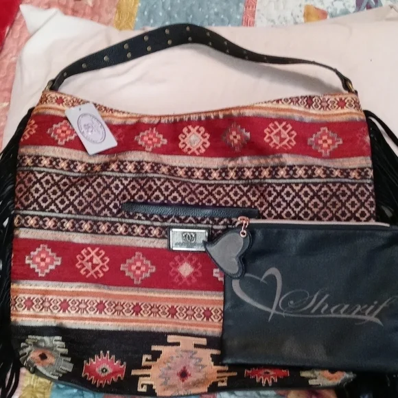 Original Sharif purse tote bag leather fringes NWT